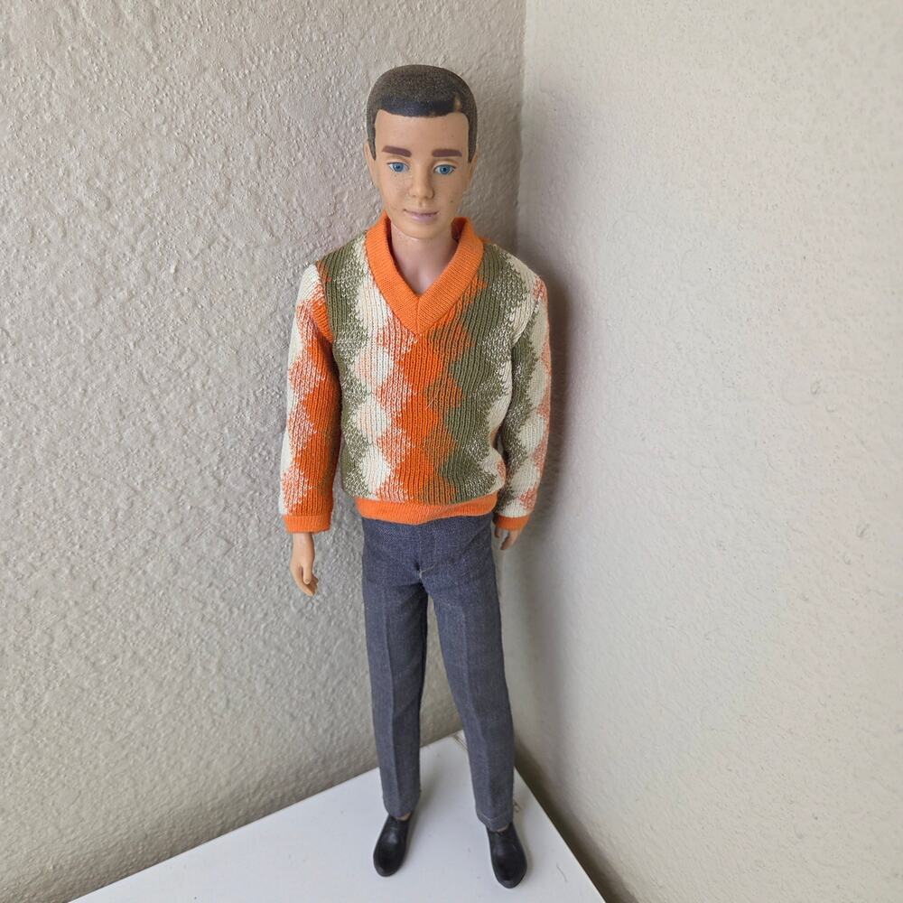 Vintage 1960s Original Brown Flocked Hair Ken Doll Roller Skate Date Outfit